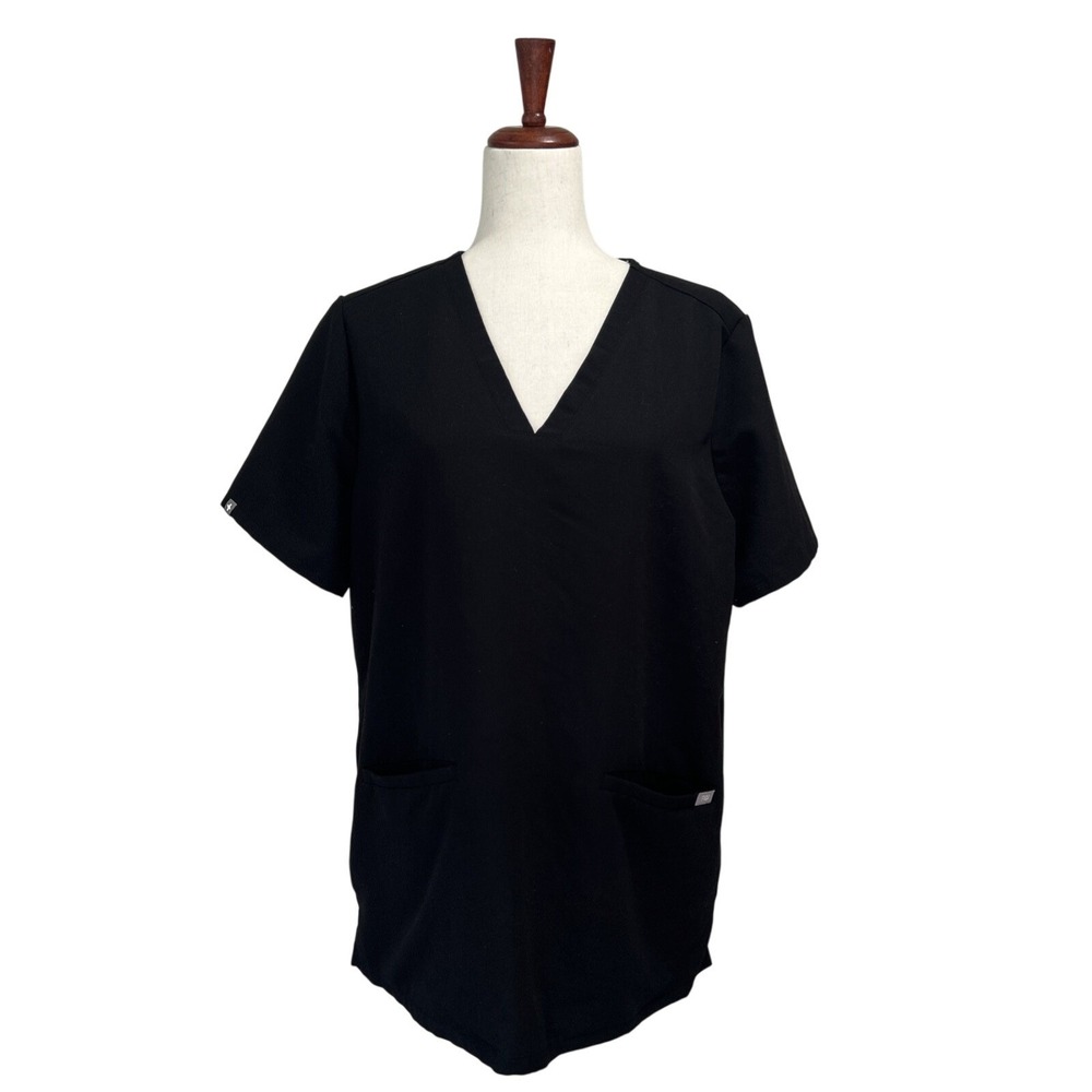 Figs Women's XL Casma Scrub Top in Black Medical Uniform Scrubs